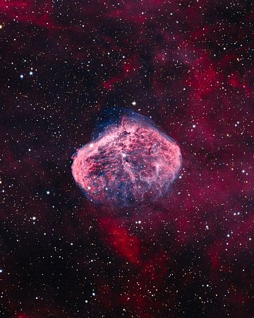 Crescent Nebula NGC 6888 (HOO mit RGB Sternen)