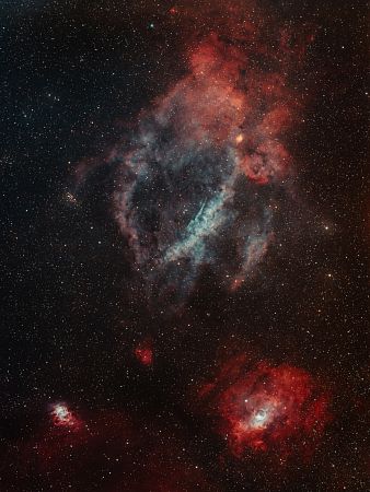 SH2-157 & NGC 7538 & NGC 7635 (SHO mit RGB Sternen)
